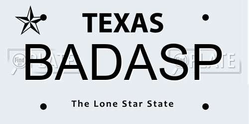 BADASP Texas License Plate