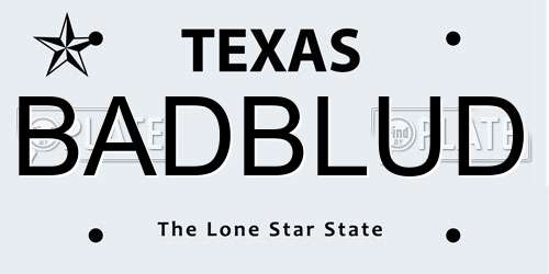 BADBLUD Texas License Plate