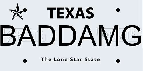 BADDAMG Texas License Plate