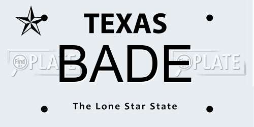 BADE Texas License Plate
