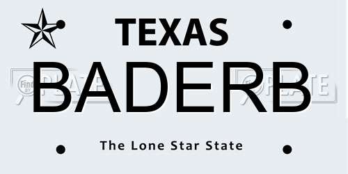BADERB Texas License Plate