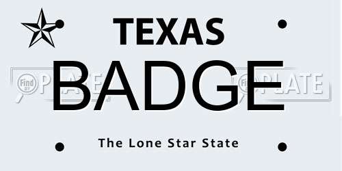 BADGE Texas License Plate