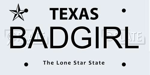 BADGIRL Texas License Plate