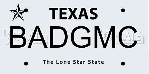 BADGMC Texas License Plate