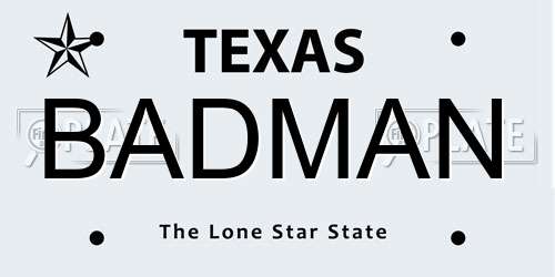 BADMAN Texas License Plate