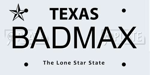 BADMAX Texas License Plate