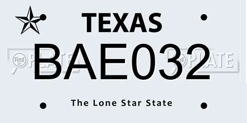 BAE032 Texas License Plate