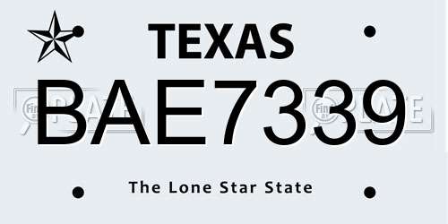BAE7339 Texas License Plate