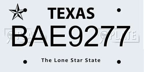 BAE9277 Texas License Plate