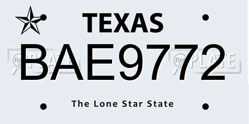 BAE9772 Texas License Plate