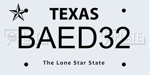 BAED32 Texas License Plate