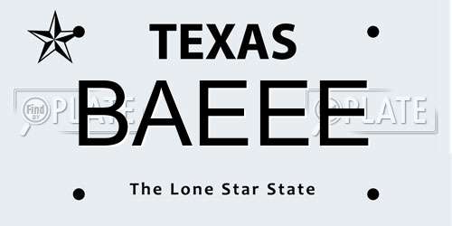BAEEE Texas License Plate