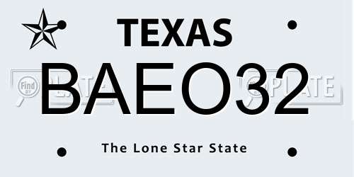 BAEO32 Texas License Plate