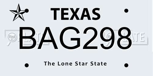 BAG298 Texas License Plate