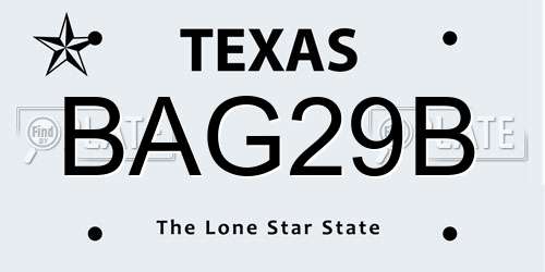 BAG29B Texas License Plate