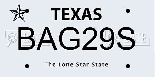 BAG29S Texas License Plate