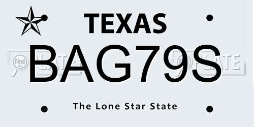 BAG79S Texas License Plate