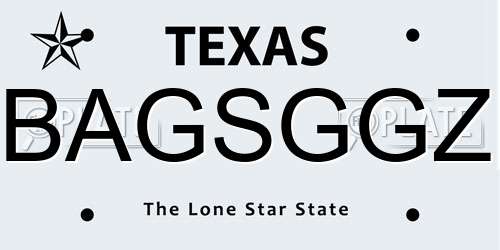 BAGSGGZ Texas License Plate