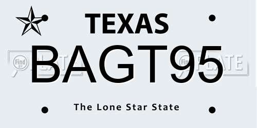 BAGT95 Texas License Plate