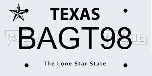 BAGT98 Texas License Plate