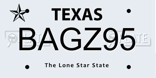 BAGZ95 Texas License Plate