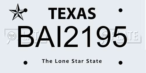 BAI2195 Texas License Plate