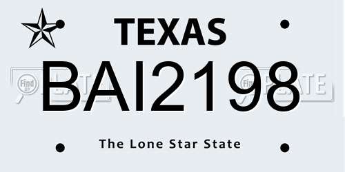 BAI2198 Texas License Plate