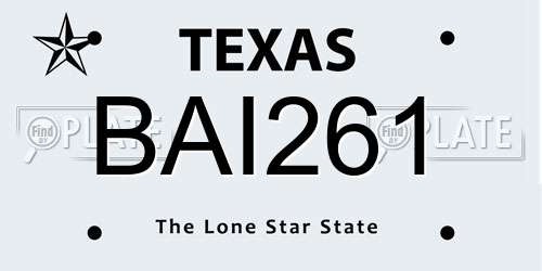 BAI261 Texas License Plate