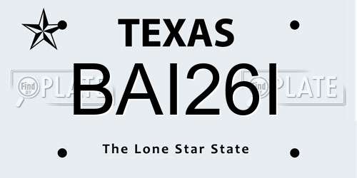 BAI26I Texas License Plate