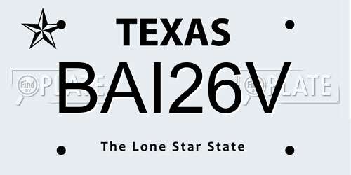 BAI26V Texas License Plate