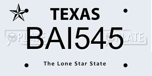 BAI545 Texas License Plate