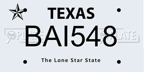BAI548 Texas License Plate
