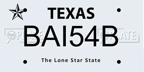 BAI54B Texas License Plate