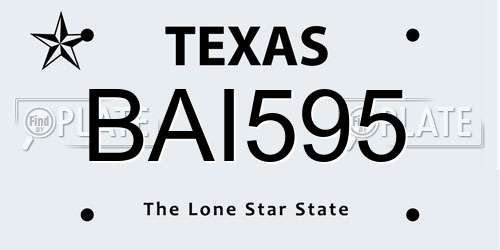 BAI595 Texas License Plate