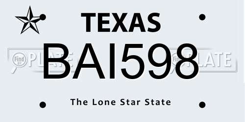 BAI598 Texas License Plate