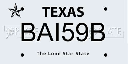 BAI59B Texas License Plate