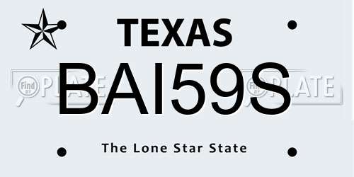 BAI59S Texas License Plate
