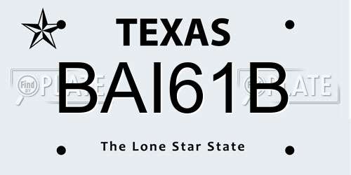BAI61B Texas License Plate