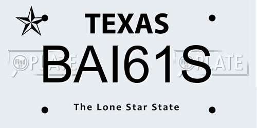 BAI61S Texas License Plate
