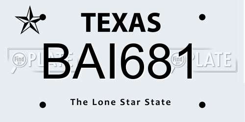 BAI681 Texas License Plate