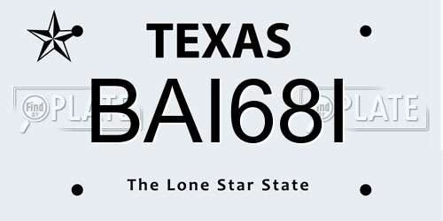 BAI68I Texas License Plate