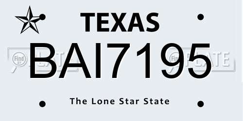BAI7195 Texas License Plate