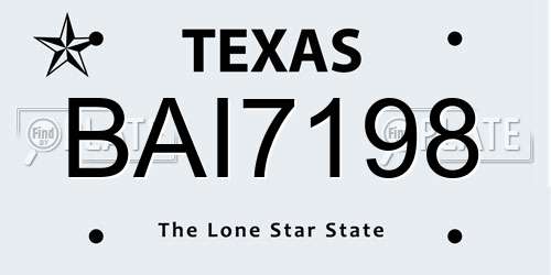 BAI7198 Texas License Plate