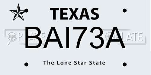 BAI73A Texas License Plate