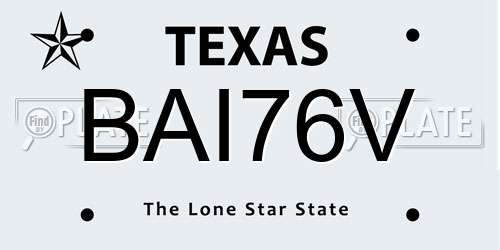 BAI76V Texas License Plate