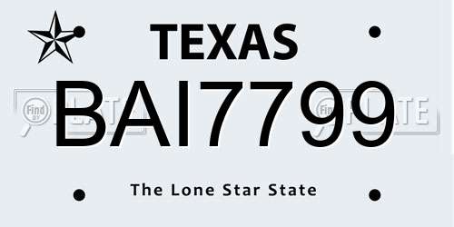 BAI7799 Texas License Plate