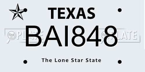 BAI848 Texas License Plate