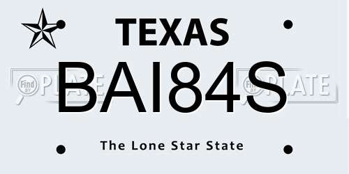 BAI84S Texas License Plate
