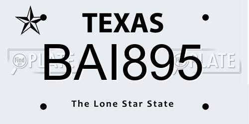 BAI895 Texas License Plate