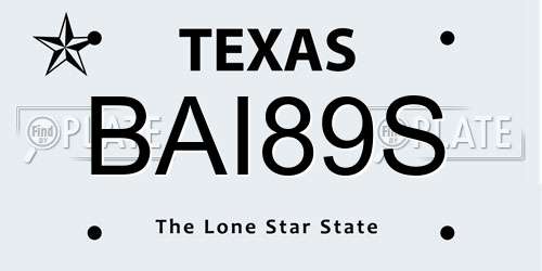 BAI89S Texas License Plate